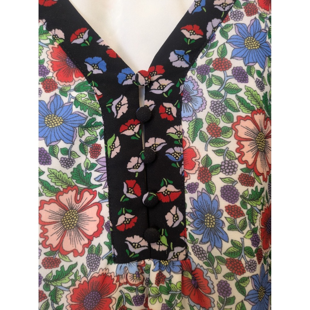 Nanette Lepore Blouse Women's 2X Multicolor Floral V-Neck Long Balloon Sleeve - Picture 6 of 12